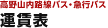 高野山内路線バス・急行バス 運賃表